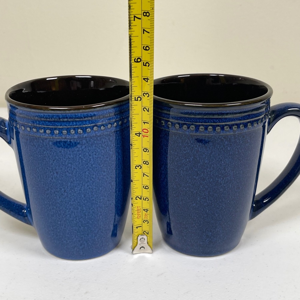 Cuisinart Jenna Blue Stoneware Set of 2 Coffee Mugs Speckled Farmhouse Rustic - Picture 6 of 6